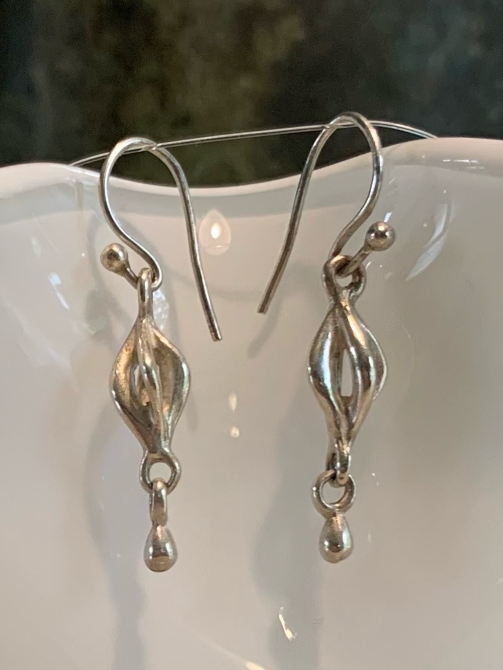 Sterling Silver Leaf Drop Earrings